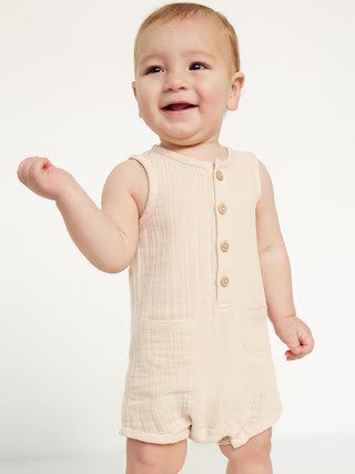 Unisex Sleeveless Henley One-Piece Romper for Baby | Old Navy (US)