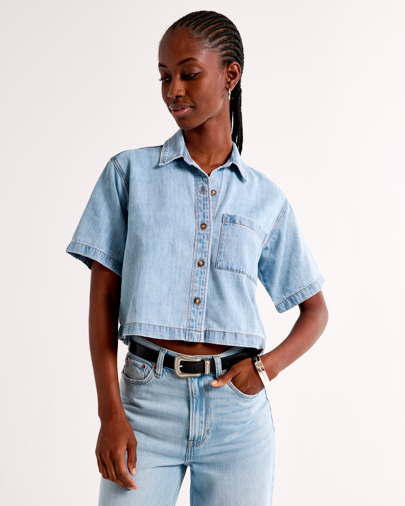 Short-Sleeve Denim Shirt | Abercrombie & Fitch (US)