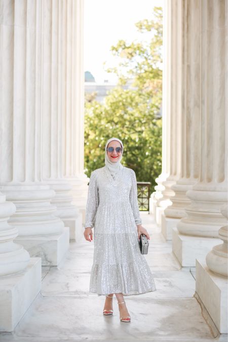 Sequin Silver Midi Dress 🪩✨🤍 

#LTKtravel #LTKHoliday #LTKSeasonal