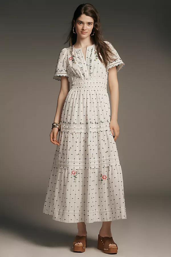 The Somerset Embroidered Dobby Maxi Dress | Anthropologie (US)