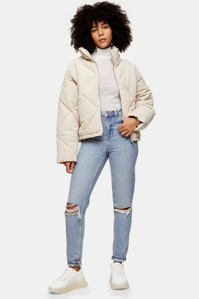 Bleach Wash Double Rip Mom Tapered Jeans | Topshop UK