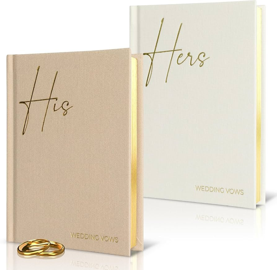 Elegant Linen Wedding Vow Books With Gold Foil Lettering - Perfectly Sized His and Hers Vow Books... | Amazon (US)