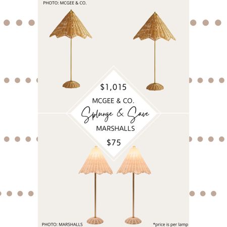 🚨Brand new find🚨 When it comes to elevating your home decor, lighting can make all the difference. Throw in some wicker texture and a whimsical shape, and you’ve got yourself a versatile light that can be styled in a variety of homes. 

I have three stylish and functional rattan table lamps on three different budgets for you: the McGee and Co. Parasol Lamp, the  Marshalls Lillian August Set Of 2 Scalloped Rattan Table Lamps, and the Target Table Lamp with Tapered Rattan Shade Gold - Threshold x Studio McGee 💡

McGee and Co. Parasol lamp dupe. McGee and Co. Dupes. McGee and Co. Looks for less. Studio McGee dupes. McGee and Co. Lighting. Modern traditional lamps.  Transitional lamps. Wicker table lamp. Wicker floor lamp. Scalloped wicker lamp. Budget decor. Marshalls finds. TJ max finds. Studio McGee Target. Studio McGee Target lamp. Parasol lamp. Scalloped lamp. Amber Interiors dupe. Amber interiors lamp dupe. #dupe #lookforless #studiomcgee #mcgeeandco #amberinteriors #decor #homedecor #lighting #light #bedroom #bedsidetable #targetfinds #target #targethome. Target home decor. Target finds. Target home finds  

#LTKsalealert #LTKunder100 #LTKhome