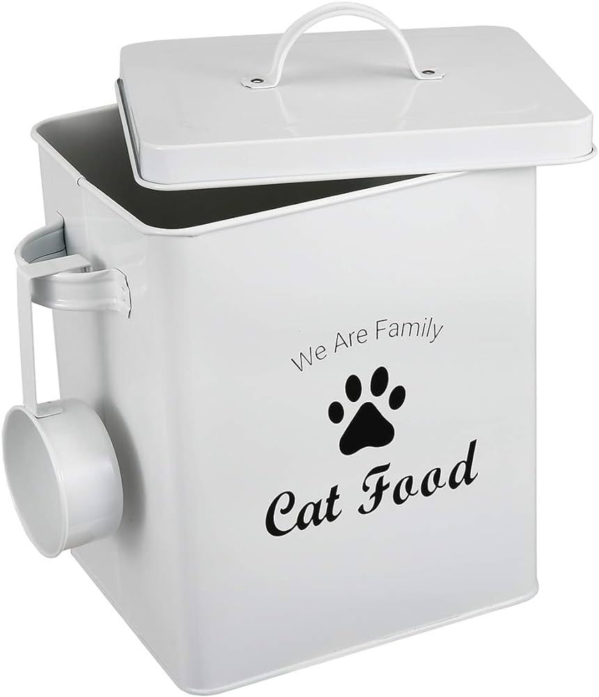 Geyecete Pet Treat and Food Storage Tin with Lid - 5lbs Capacity - Serving Scoop Included … -CA... | Amazon (US)