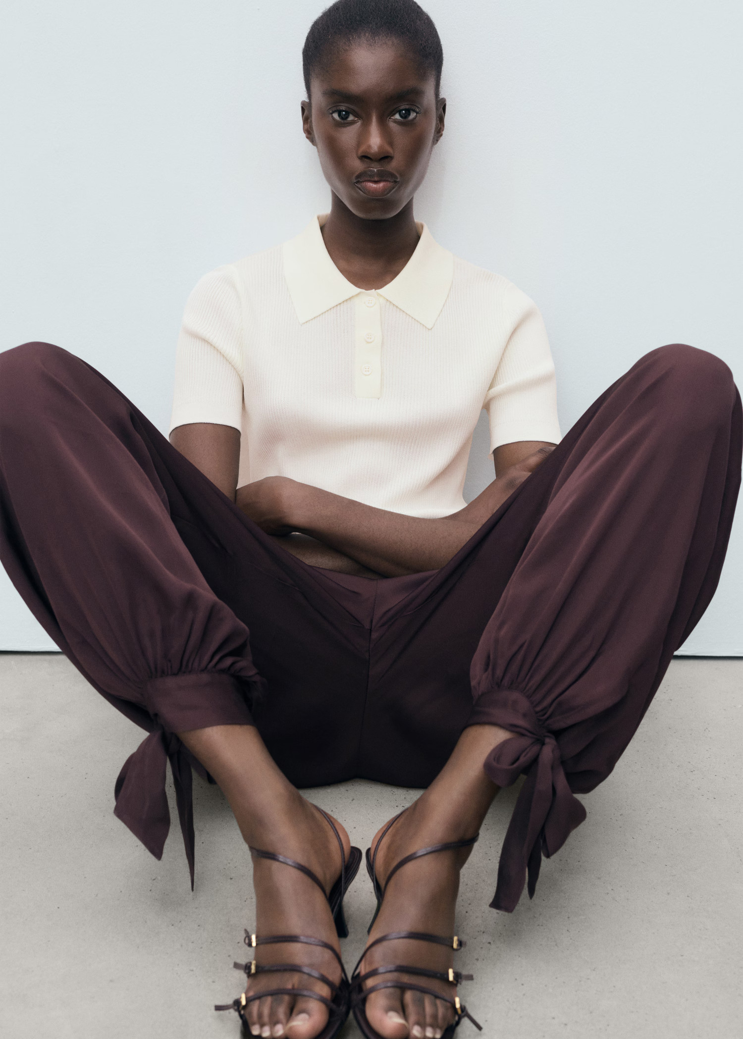 Short-sleeved polo-neck sweater - Women | MANGO United Kingdom | MANGO (UK)