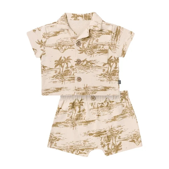 Modern Moments by Gerber Baby Boy Button Down Shirt and Short Outfit Set, 2-Piece, 0/3 Months - 2... | Walmart (US)