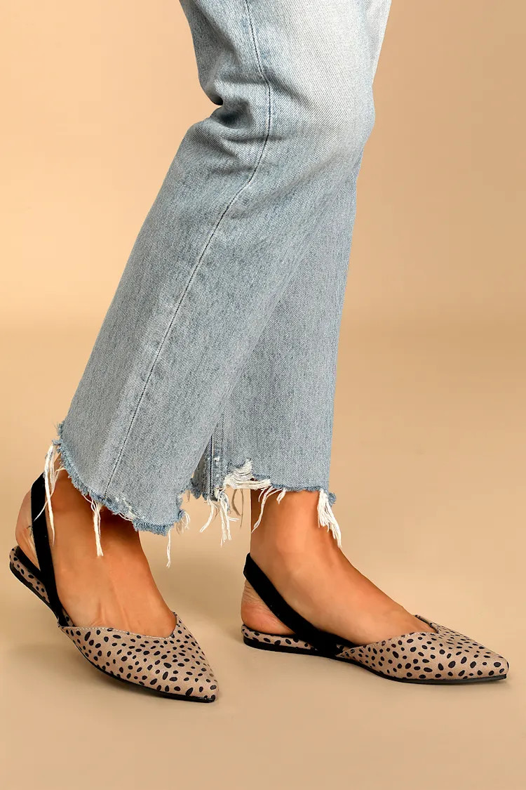 Mae Cheetah Suede Pointed-Toe Slingback Flats | Lulus (US)