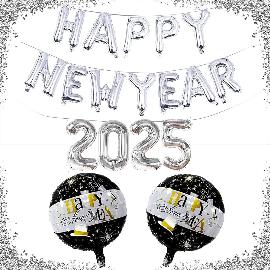 Happy New Year 2025 Balloons Silver - Happy New Year Balloons, Happy New Year Decorations 2025 Si... | Amazon (US)