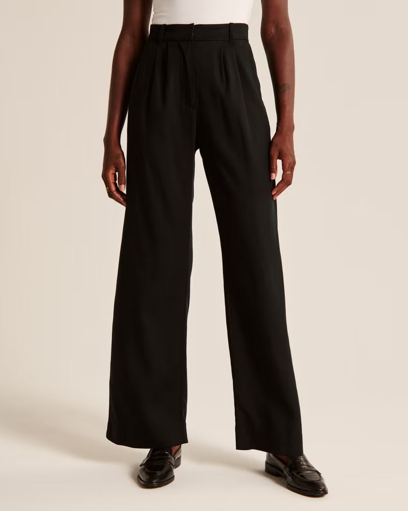 Drapey Lightweight Tailored Wide Leg Pants | Abercrombie & Fitch (US)