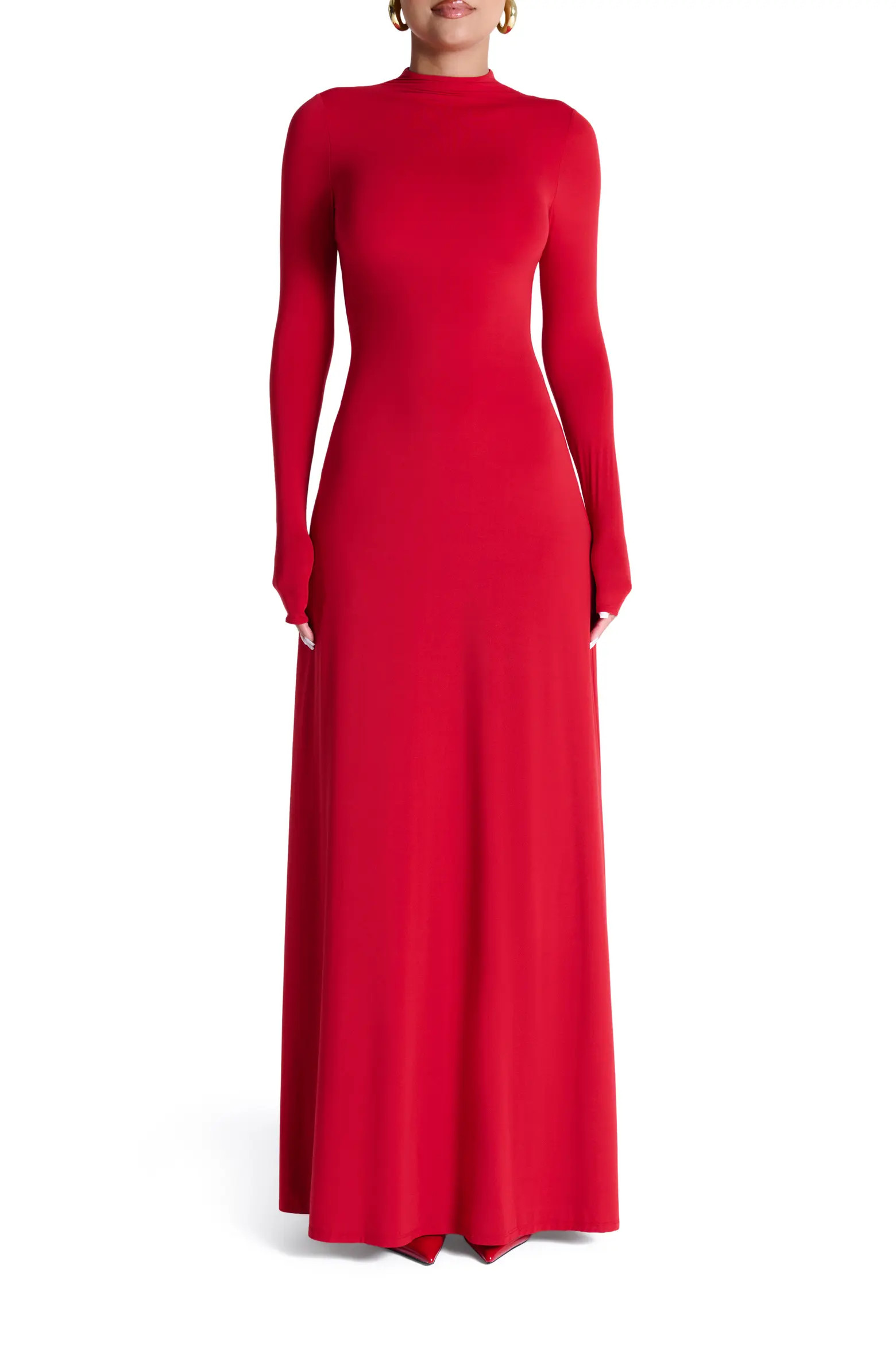 Naked Wardrobe Mock Neck Long Sleeve Maxi Dress (Women) | Nordstrom | Nordstrom