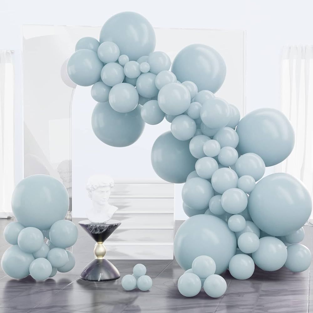 PartyWoo Pale Aqua Balloons, 100 pcs Boho Blue Balloons Different Sizes Pack of 18 Inch 12 Inch 1... | Amazon (US)