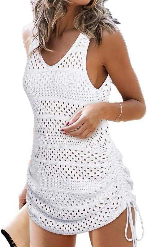 Dokotoo Womens Swimwear Cover Ups 2024 Summer Crochet Hollow Out Knit Bathing Suit Beach Dresses | Amazon (US)