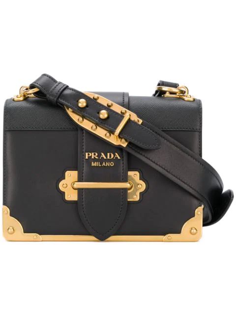 Pradablack Cahier leather shoulder bag | FarFetch US