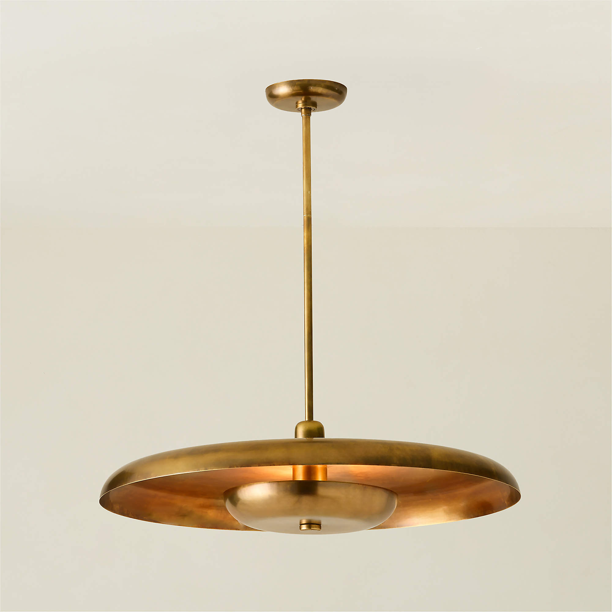 Tennant Aged Brass Pendant Light 16" + Reviews | CB2 | CB2