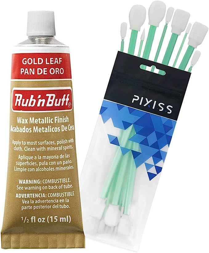 Rub n Buff Wax Metallic Gold Leaf, Rub and Buff Finish, 0.5-Fluid Ounce, Pixiss Blending and Appl... | Amazon (US)