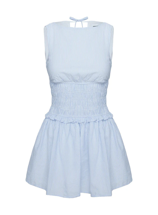 Yennifer Shirred Mini Dress Blue / White | Princess Polly US