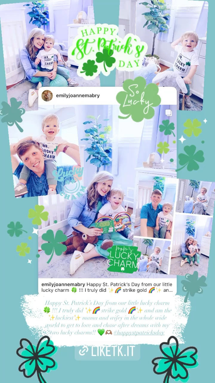 Happy St. Patrick’s Day from our little lucky charm 🍀 !!! I truly did ✨🌈 strike gold 🌈✨ and am the ✨luckiest✨ mama and wifey in the whole wide world to get to love and chase after dreams with my two lucky charms!! 💚🫶🏽 #happystpatricksday 

#LTKbaby #LTKfamily #LTKSeasonal