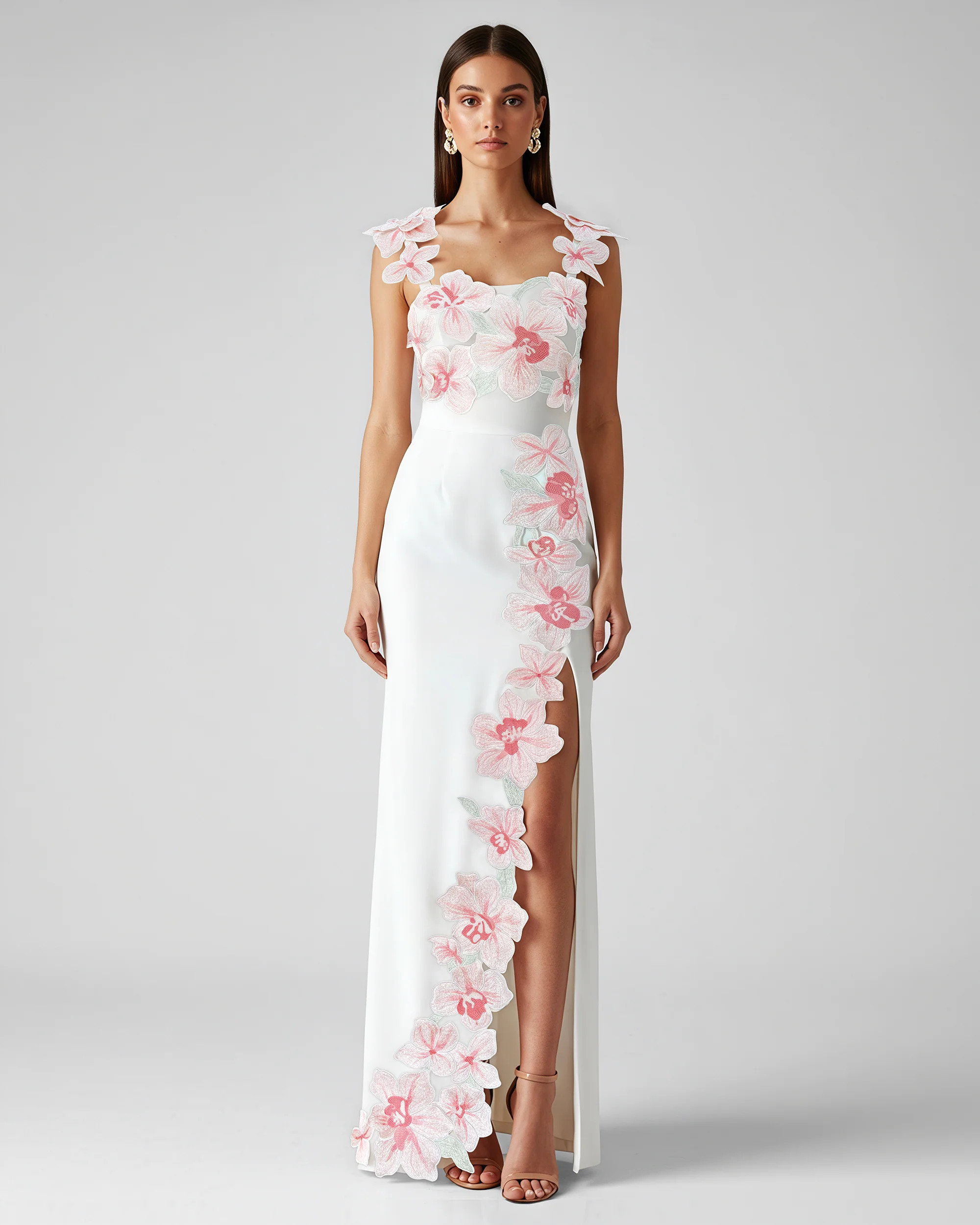Flower Embroidered Dress - White/Pink | JW PEI US