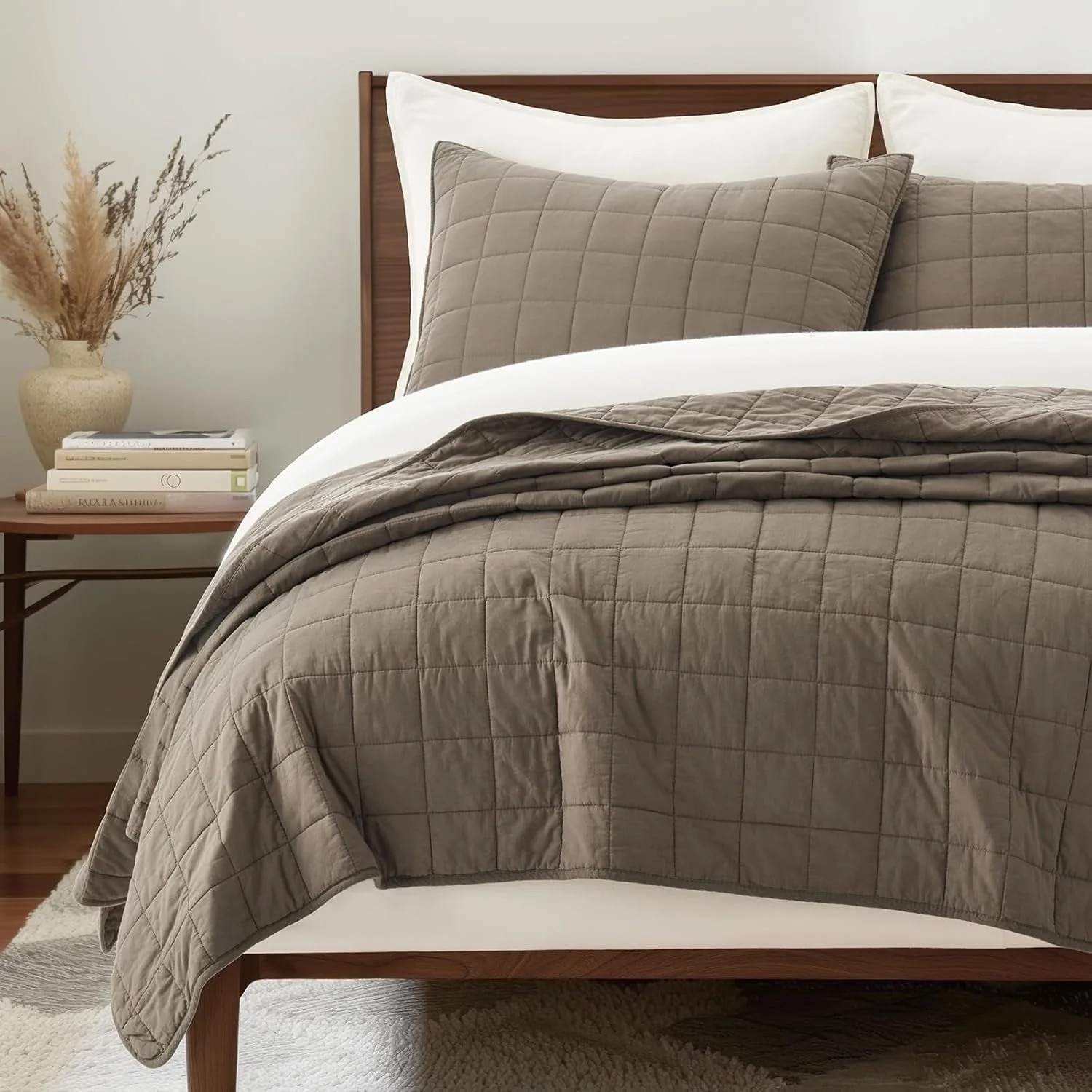 EVERGRACE 100% Cotton Box Stitch Quilt Bedding Set Queen Size 3 Pieces, Garment-Washed Lightweigh... | Walmart (US)