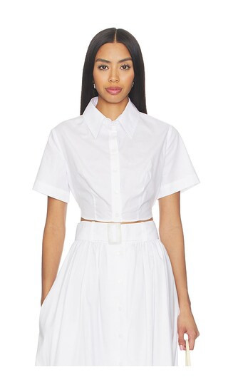 MATTHEW BRUCH Cropped Tie Back Button Up in White. - size S | Revolve Clothing (Global)