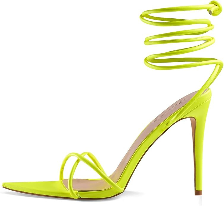 Elisabet Tang Heeled Sandals, Women's Sexy Strappy 4.3 inch Stilettos High Heels Lace Up Heeled S... | Amazon (US)