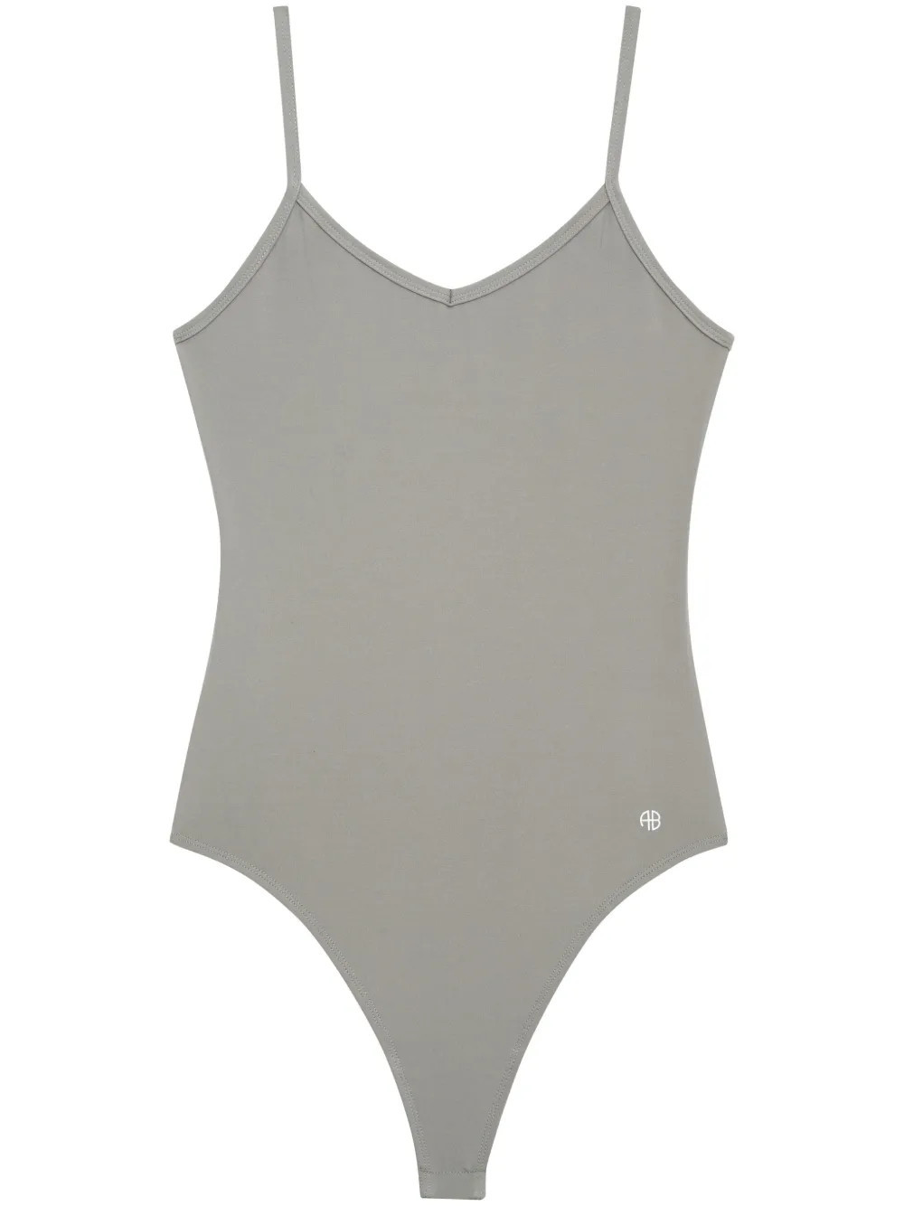ANINE BING Alissa V-neck bodysuit - Grey | Farfetch Global