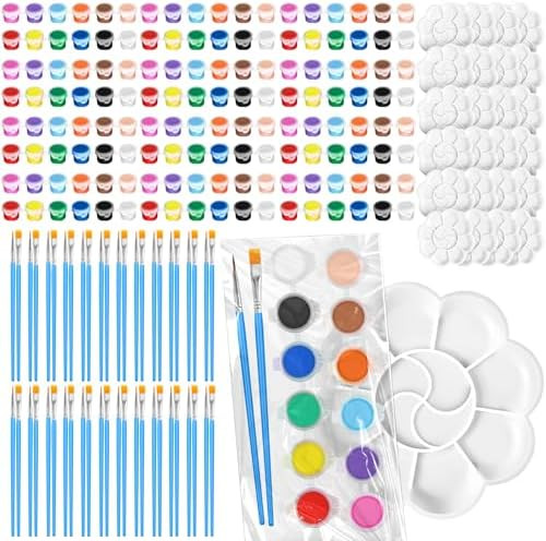 ailixinda 182 PCS Acrylic Paint Set,Washable Paint Set for Kids,144 Paint Pots in 12 Colors,Acrylic Paint Strips with 24 Paintbrushes 12 Mixing Palette 2 Mini Easel,Perfect for Home Birthday Classroom | Amazon (US)