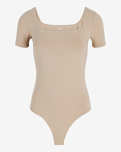 Body Contour Stretch Cotton Square Neck Bodysuit | Express