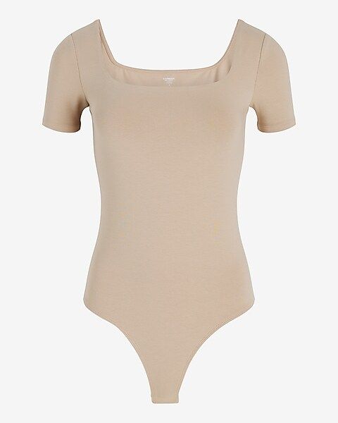 Body Contour Stretch Cotton Square Neck Bodysuit | Express