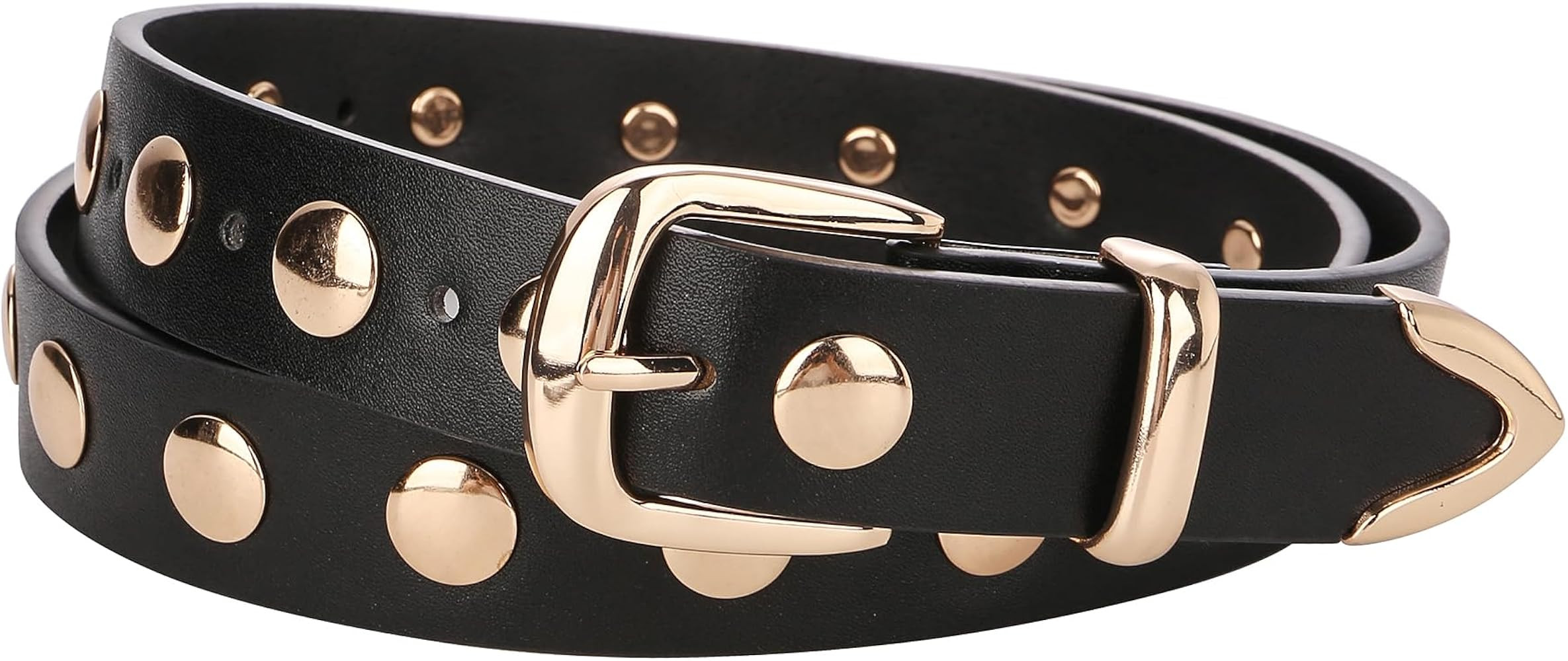 Women Fashion Leather Belt Punk Studded Leather Belt Ladies Belts for Jeans Dress | Amazon (US)