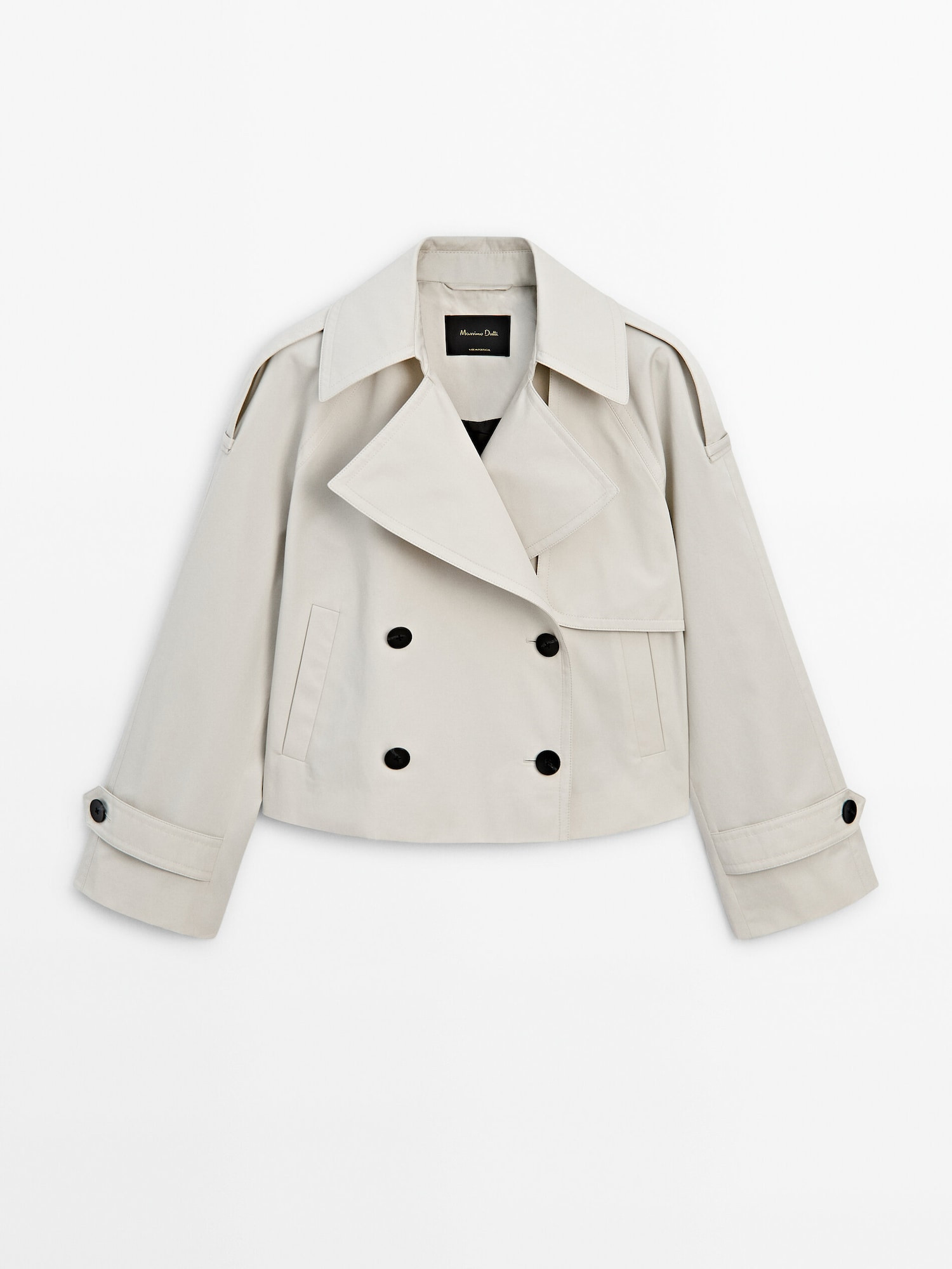 Short 100% cotton trench coat with lapel | Massimo Dutti US