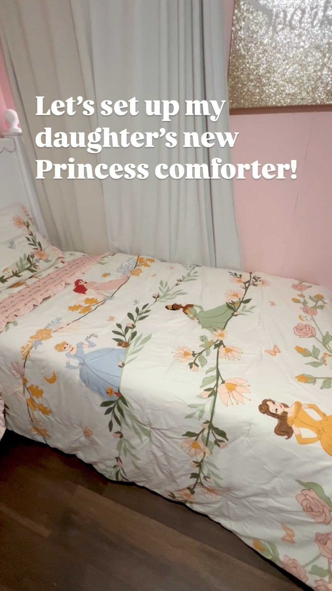 Pink Disney Princess comforter and bed sheets

#LTKFamily #LTKKids #LTKHome