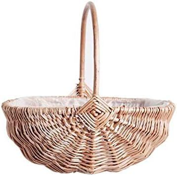 WYI Rattan Flower Basket, Handmade Wicker Planter Basket with Plastic Liner & Handle, Woven Stora... | Amazon (US)