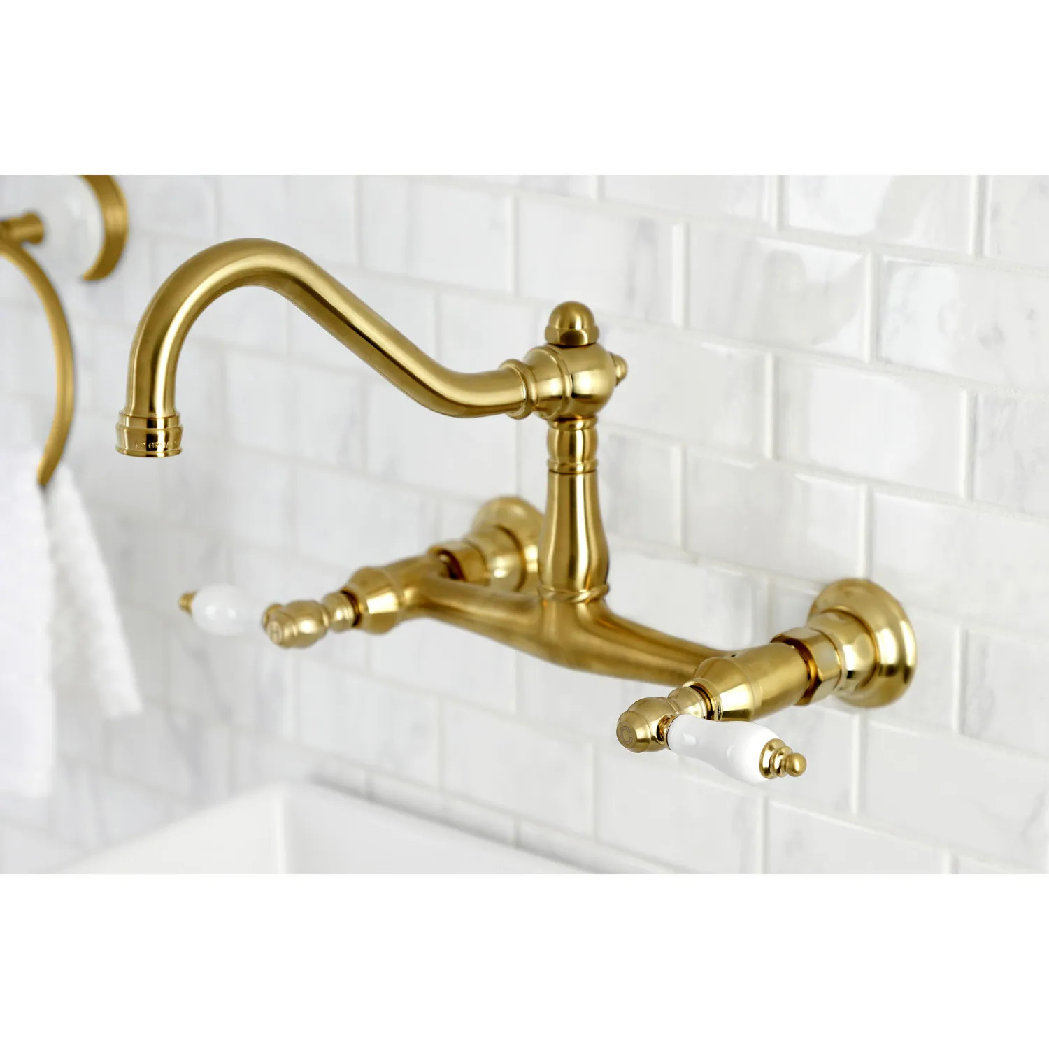 Kingston Brass Vintage Two-Handle 2-Hole Wall Mount Bathroom Faucet | Bed Bath & Beyond