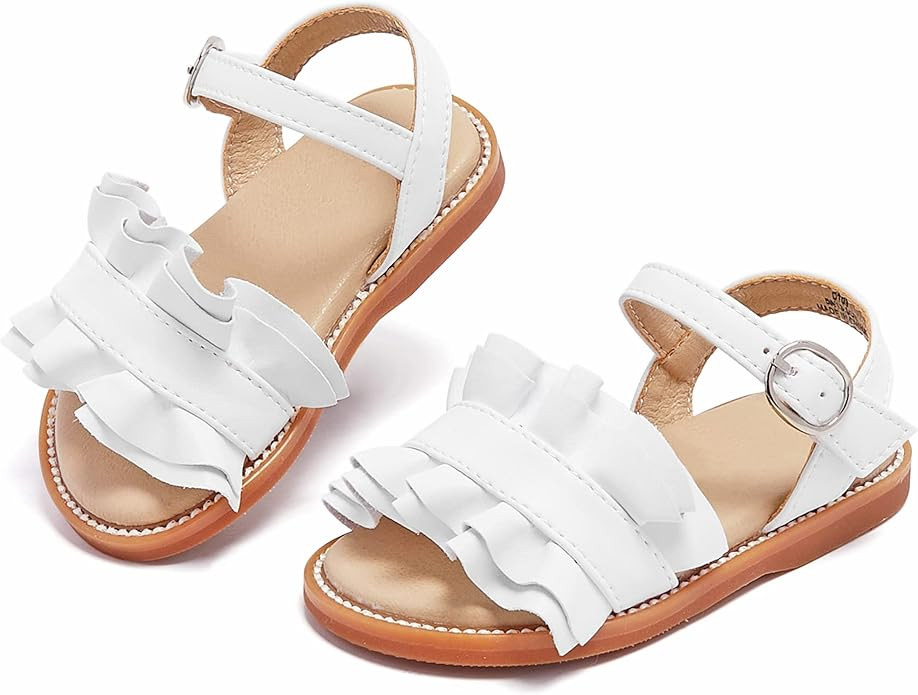 Girl's Open Toe Princess Flat Sandals Summer Casual Toddler Flowers Girls Sandals | Amazon (US)