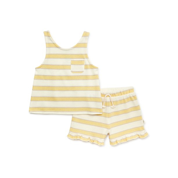 easy-peasy Baby and Toddler Girls Pocket Tank Top and Ruffle Short Sets, 2-Piece, Sizes 12M-5T | Walmart (US)