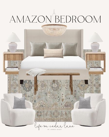 Amazon Home - Love this bedroom design that features a pop of soft color with this pretty rug and timeless, grounding neutral pieces!

#bedroom #amazonhome

#LTKstyletip #LTKhome #LTKfindsunder100