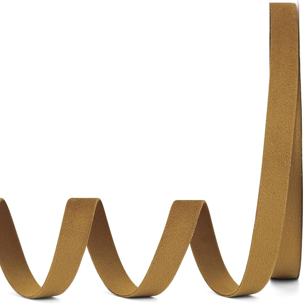 Antique Gold Double Faced Velvet Ribbon,5/8 Inch x 20Yd for Christmas Wreath Gift Wrapping Christ... | Amazon (US)