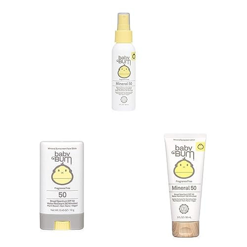 Sun Bum Baby Bum SPF 50 Sunscreen Spray | 3 FL OZ & Baby SPF 50 Sunscreen Stick, 0.45 Oz & m SPF 50 Sunscreen Lotion | Mineral UVA/UVB Face and Body Protection, 3 FL OZ | Amazon (US)
