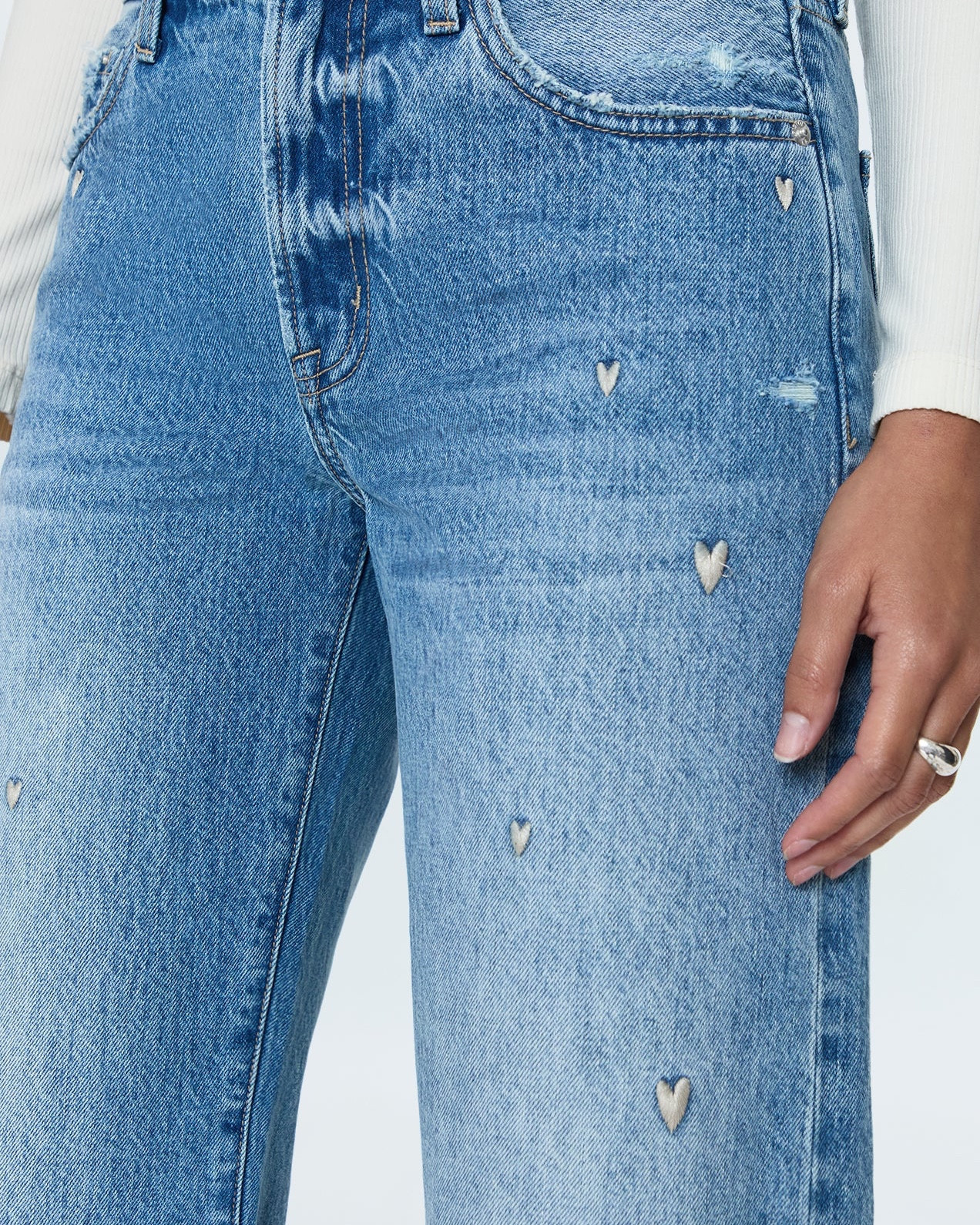 blue jeans with hearts 