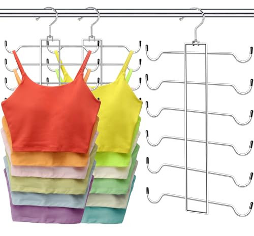 CLODSPAC Tank Top Hanger, 6 Tier Space Saving Bra Hangers, Closet Organizers and Storage, Dorm Room Essentials for Girls, Organization for Camisoles Sports Bras Strappy Dress Swimsuits Ties, 2 Pack | Amazon (US)