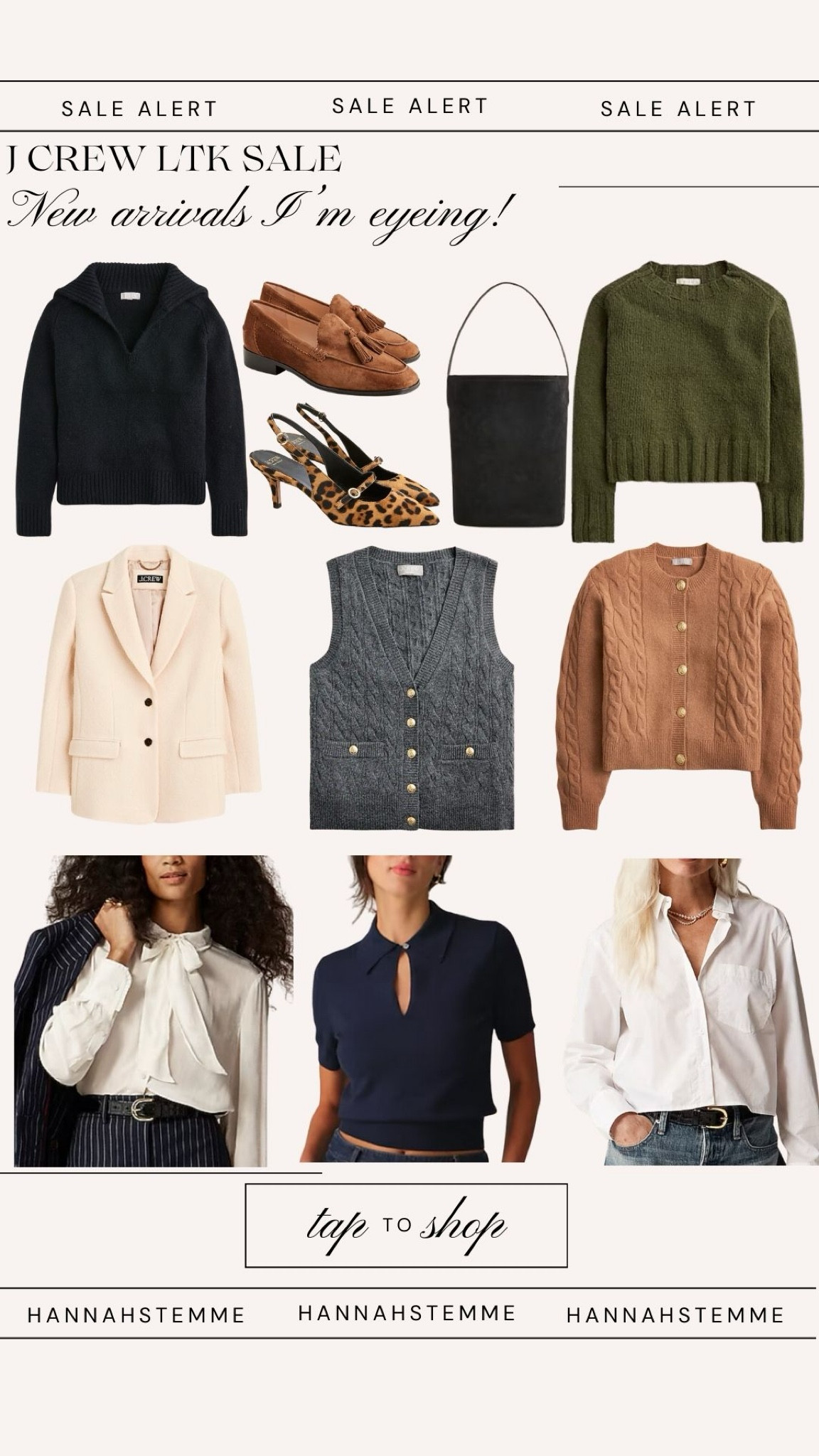 The new J Crew fall arrivals can do no wrong! I’m loving these earthy-toned sweaters and timeless blouses. 😍

#LTKFallSale #LTKWorkwear #LTKStyleTip