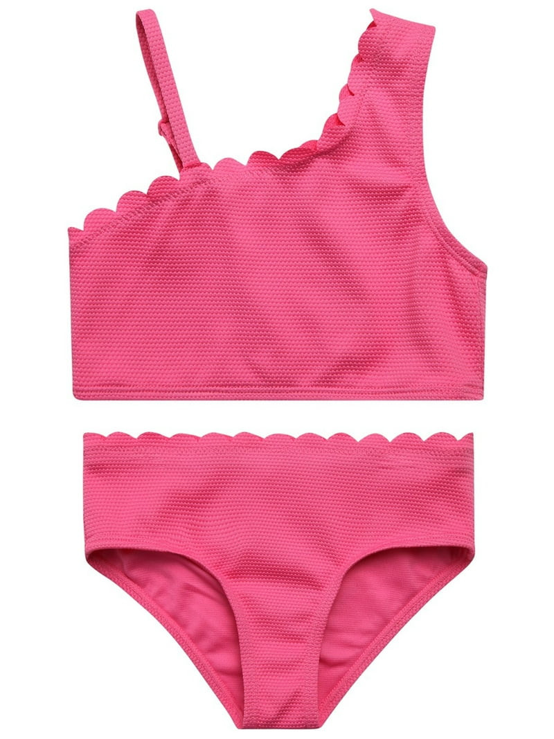 Jessica Simpson Girls' Two-piece Asymmetrical Bikini Swimsuit, Sizes 4-16 | Walmart (US)