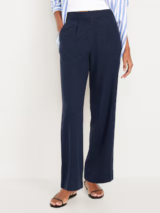 Extra High-Waisted Linen-Blend Wide-Leg Taylor Pants | Old Navy (US)