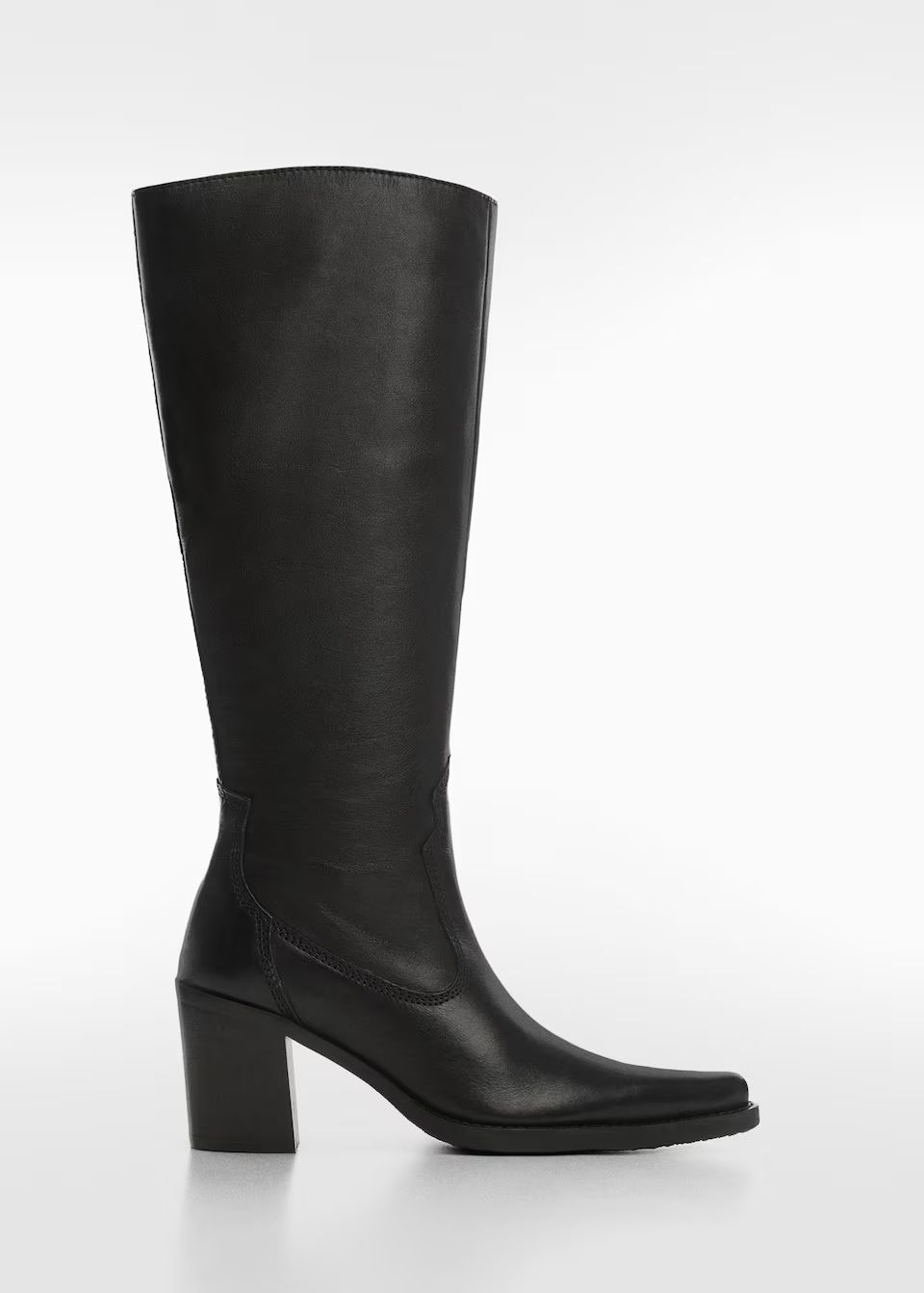High heel leather boot -  Women | Mango USA | MANGO (US)
