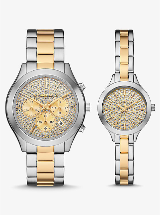 Aspyn His and Hers Pavé Two-Tone Watch Set | Michael Kors CA