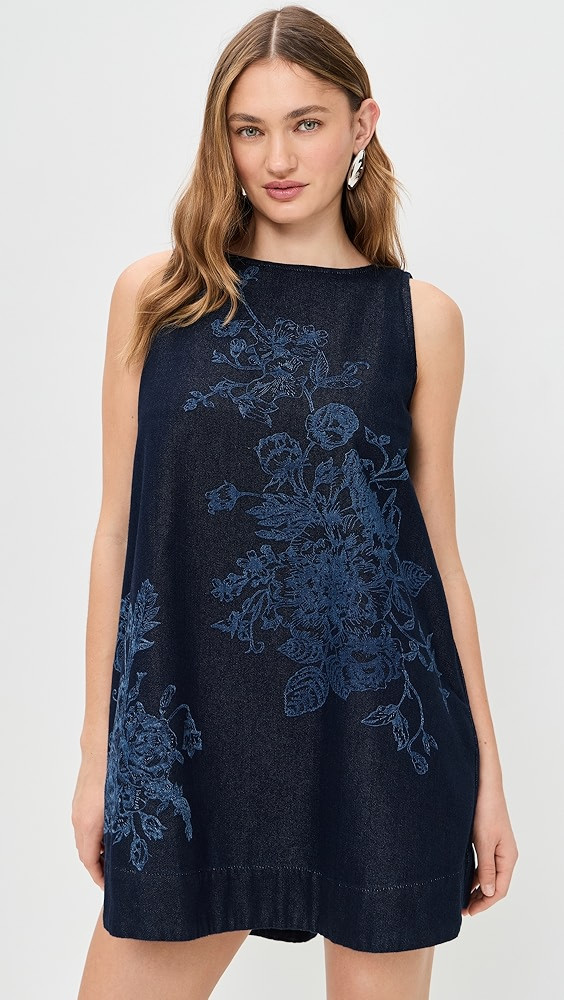 Flower Motif Denim Mini Dress | Shopbop