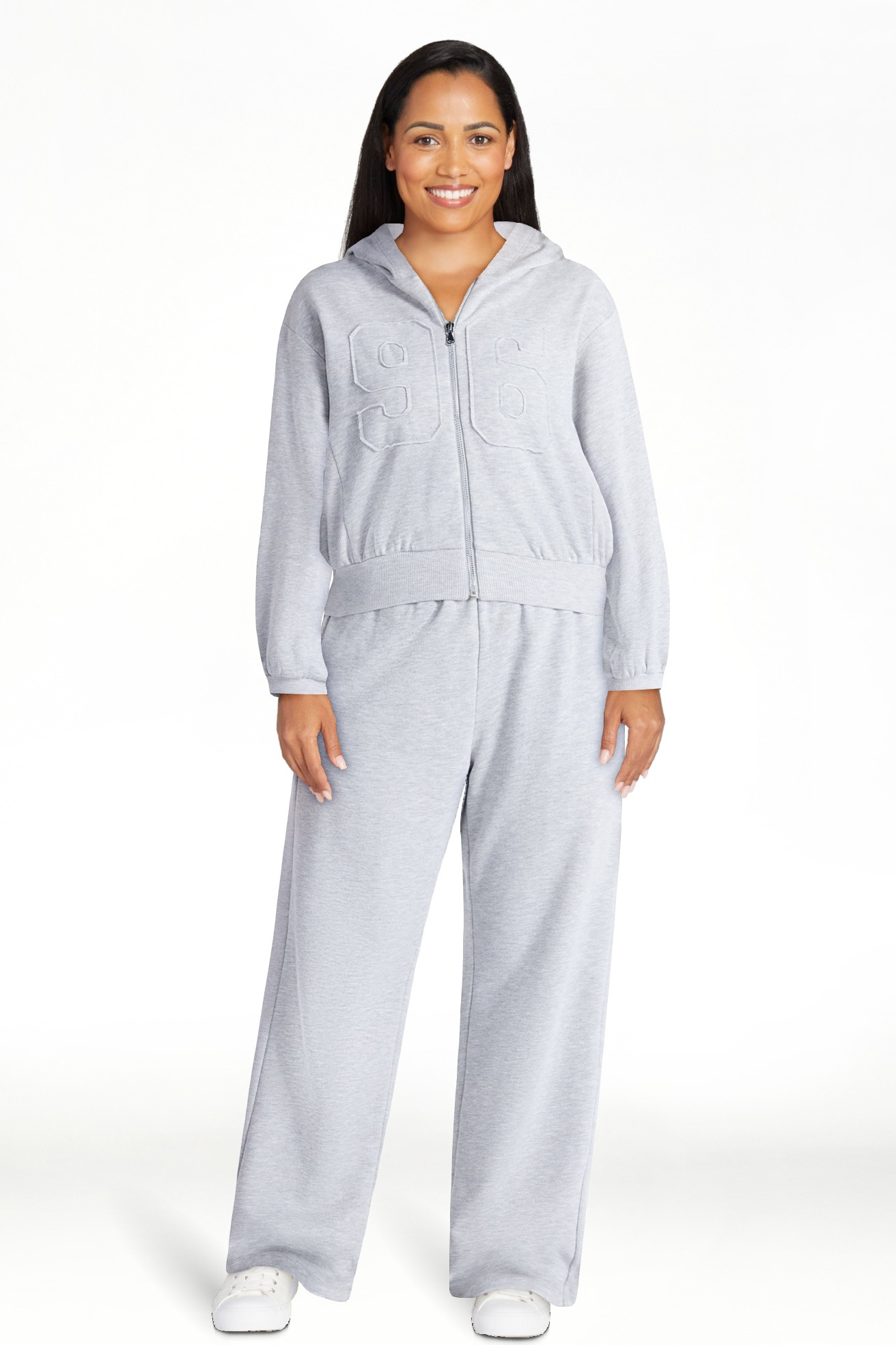 No Boundaries Embroidered Fleece Zip-Up Hoodie and Pants Set, 2-Piece, Women's | Walmart (US)