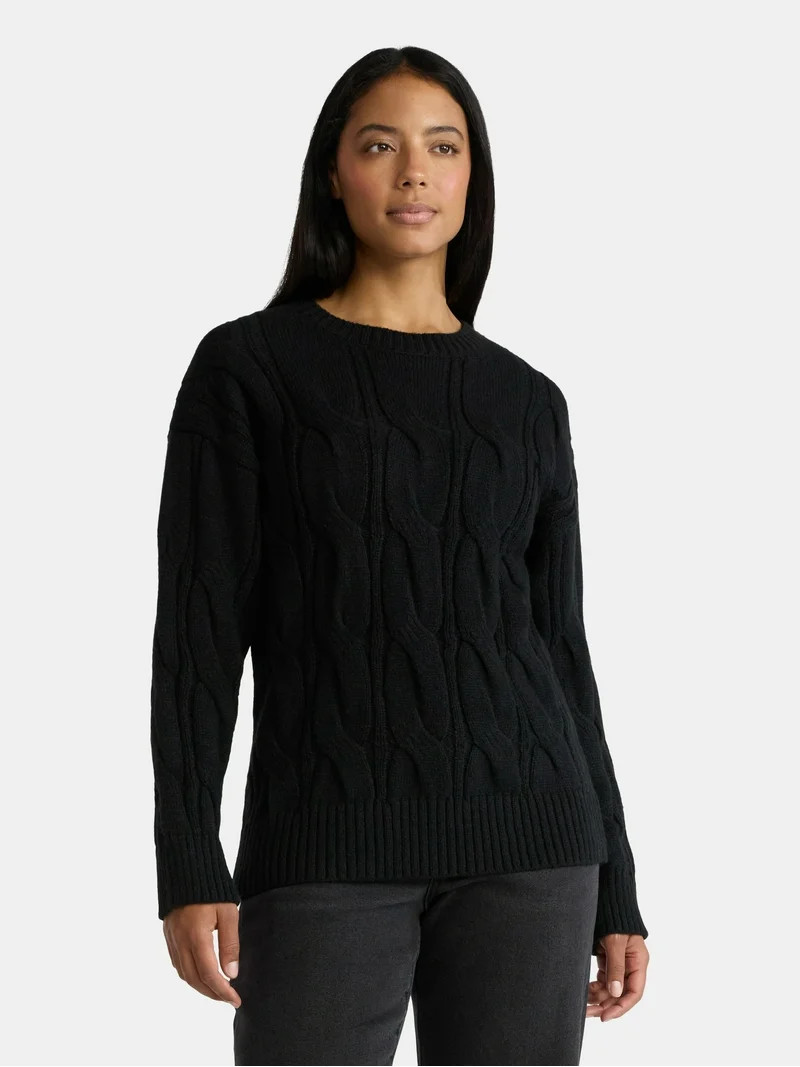 Madden NYC Women's Cable Knit Sweater, Midweight, Sizes XXS-XXL | Walmart (US)