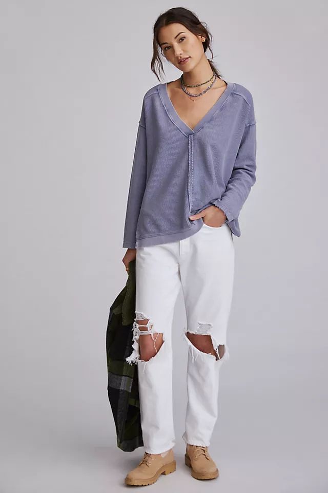 Pilcro Textured V-Neck Top | Anthropologie (US)